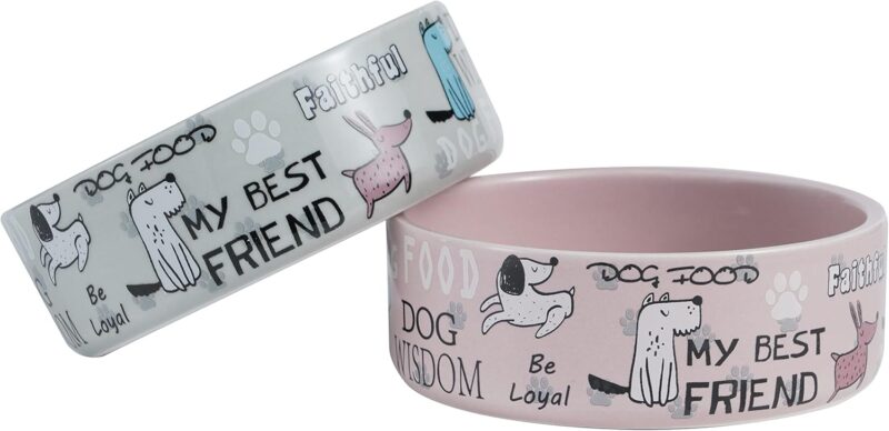 5-inch Ceramic Dog Bowl Cartoon Pattern, Cute, Chew-Proof, Dishwasher and Microwave Safe - Image 6