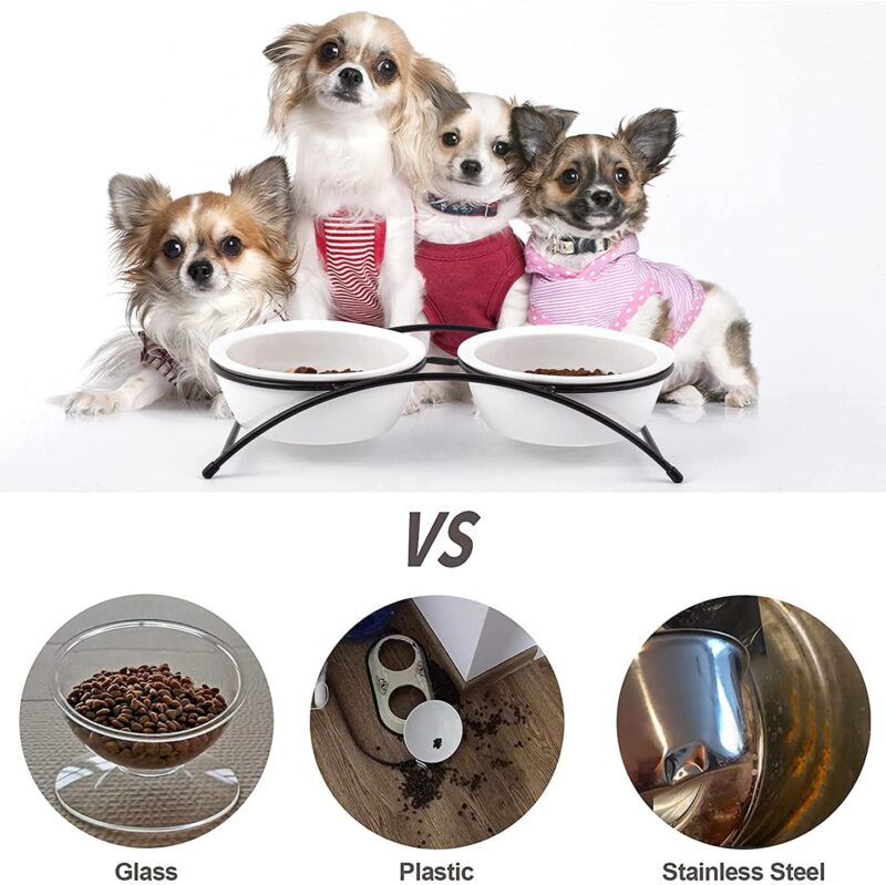 Cat Bowls,Dog Bowls,Ceramic Elevated Pet Raised Cat Food Bowls Set,12 Ounce Small Dogs Bowls,Dishwasher Safe - Image 4