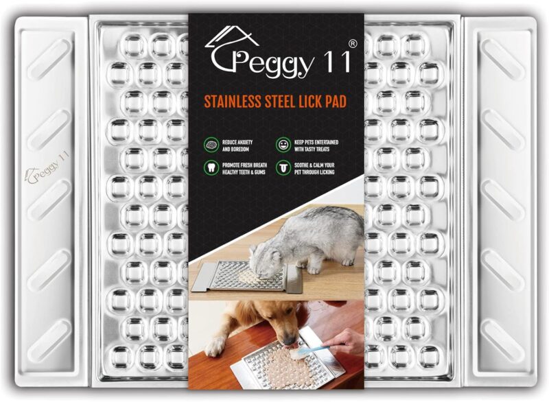 PEGGY11 Durable Stainless Steel Lick Pad for Cat & Dog | Strong Suction Cups | Use as a Slow Feeder | Supports Dental Health | Dishwasher Safe (Single)