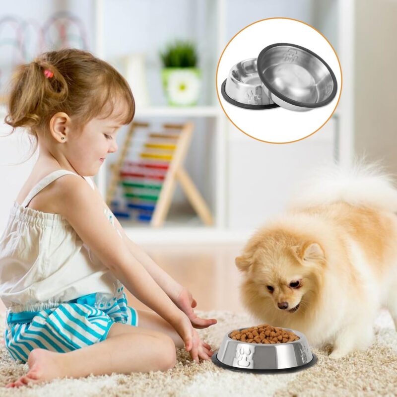 Stainless Steel Cat Bowl, 4 Pack Metal Dog Bowls for Food and Water, Non-Slip Pet Feeding Dish Bowl with Rubber Base for Indoor Cats Small Dogs - Image 6