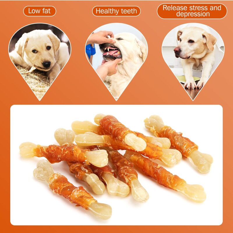 UrbanX HealthyBones Rawhide Free Healthy Foods for Curly-Coated Retriever and Other Large Sporting Dogs, Chicken Wrapped Bone Sticks Dog Foods, Soft Chewy Foods for Training Rewards, 28 Count - Image 4