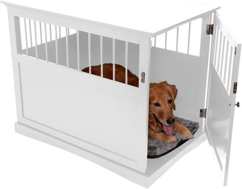 Furhaven Living Room End Table Dog Crate - White, Large