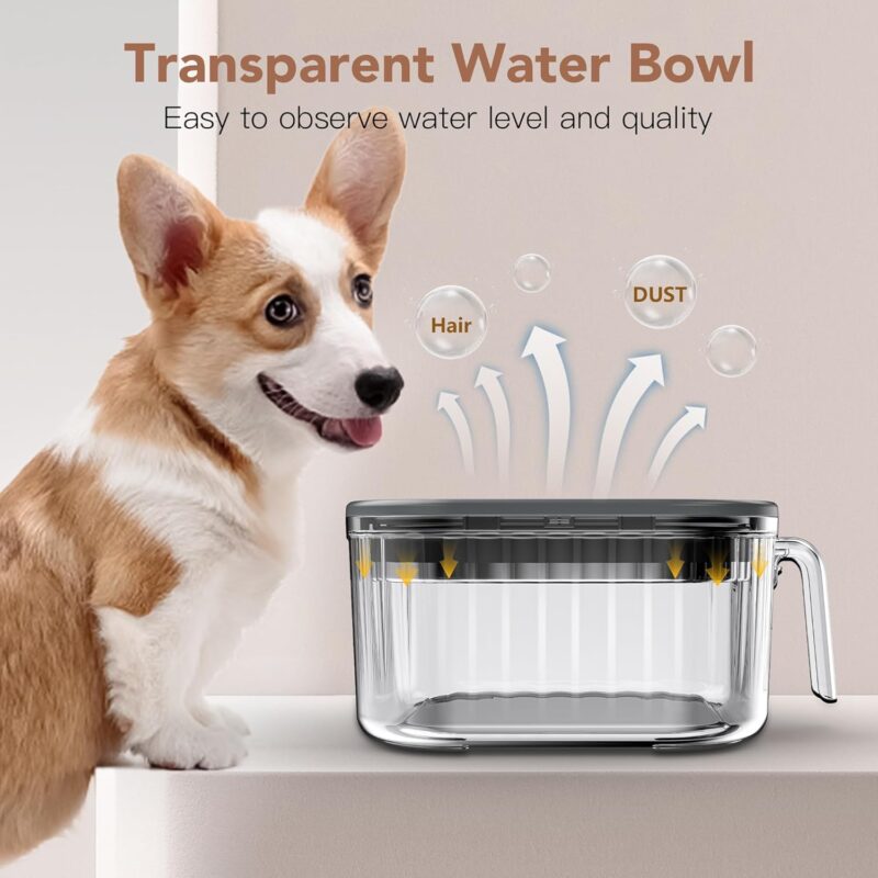 2.5L Dog Water Bowl No Spill, 86oz Spill Proof Dog Bowl for Slow Drinking, Anti Splash No Mess Transparent Pet Water Feeder, Vehicle Carried Portable Travel Bowl for Sloppy Messy Drinkers - Image 5