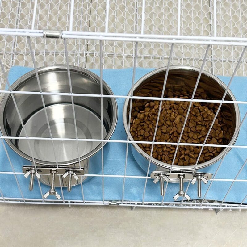 2 Pack Large Dog Water Food Bowls, Dog Crate Water Bowl No Spill, Water Bowl for Dog Crate Cage Accessories, Kennel Water Bowl Hanging, Stainless Steel Dog Bowls Dish for Large Medium Dog - Image 7