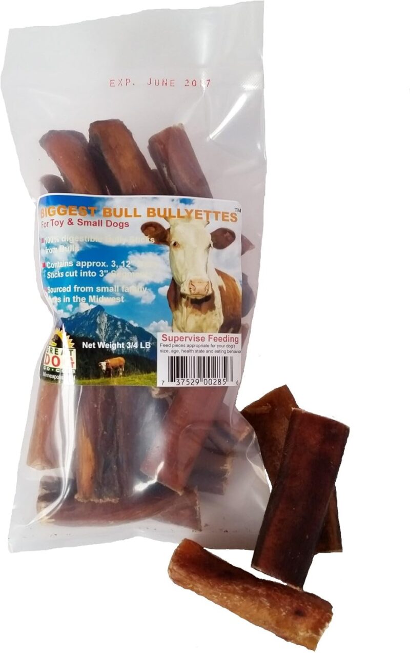 Great Dog Biggest Bull Bullyettes 3/4 LB Bag - Sourced and Made in USA Only