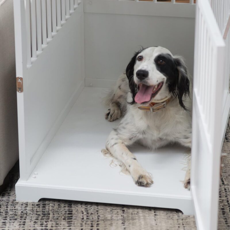 Durable Wood Construction,Well-Ventilated with 1 Door Newport II Pet Large Crate End Table White Finish - Image 5