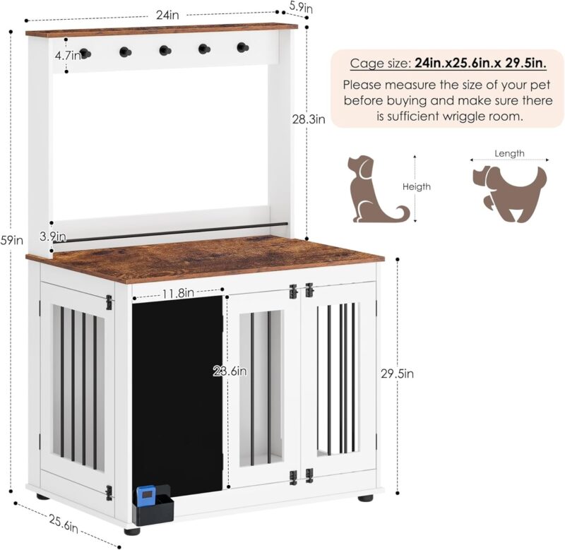 Dog Crate Furniture for Large and Medium Dogs, Wooden Indoor Dog Kennel with Storage Function and Blackboard Dog House Decorative Modern Pet Cage Table, End Table, Nightstand - Image 7