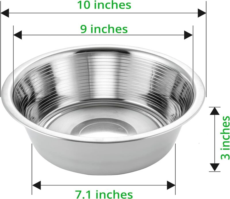 11 Cups Stainless Steel Dog Bowls, 10" Diameter, 3" Height, Double Pack, Dishwasher Safe - Image 4