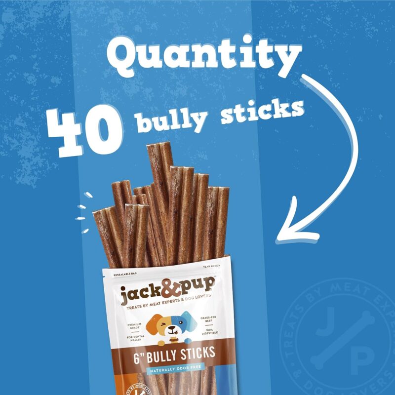 Jack&Pup Bundle - 6" Bully Sticks + Half Pig Ears | 6" Bully Sticks (40 Pack) | Half Pig Ears (18 Pack) - Image 3