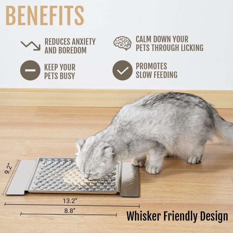 PEGGY11 Durable Stainless Steel Lick Pad for Cat & Dog | Strong Suction Cups | Use as a Slow Feeder | Supports Dental Health | Dishwasher Safe (Single) - Image 3