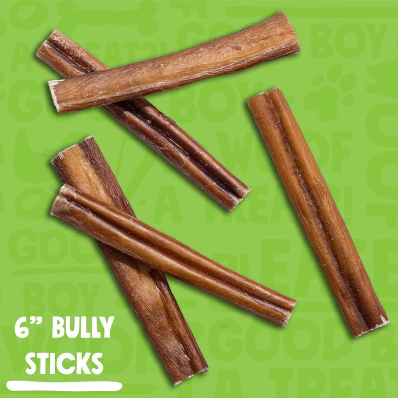 Bndle - 6" Dog Bones + 6" Bully Sticks | 6-Ich Marrow Bones (3-Pack) | 6-Inch Bully Sticks (20-Pack) - Image 3