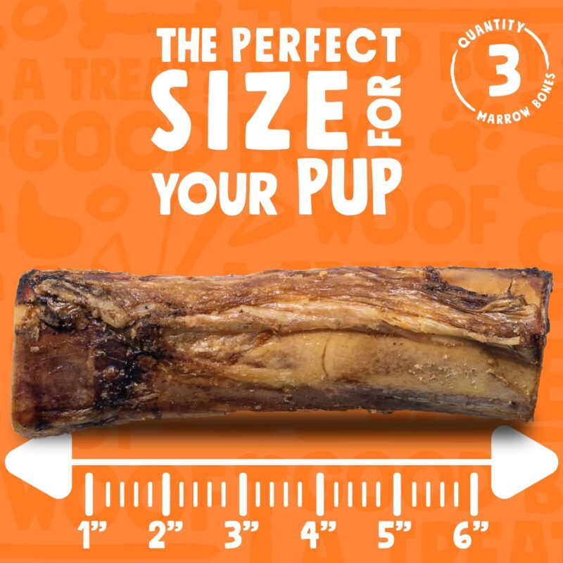 Bndle - 6" Dog Bones + 6" Bully Sticks | 6-Ich Marrow Bones (3-Pack) | 6-Inch Bully Sticks (20-Pack) - Image 7