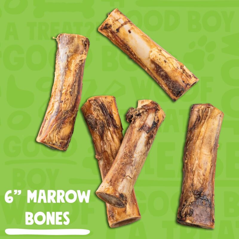 Bndle - 6" Dog Bones + 6" Bully Sticks | 6-Ich Marrow Bones (3-Pack) | 6-Inch Bully Sticks (20-Pack) - Image 4