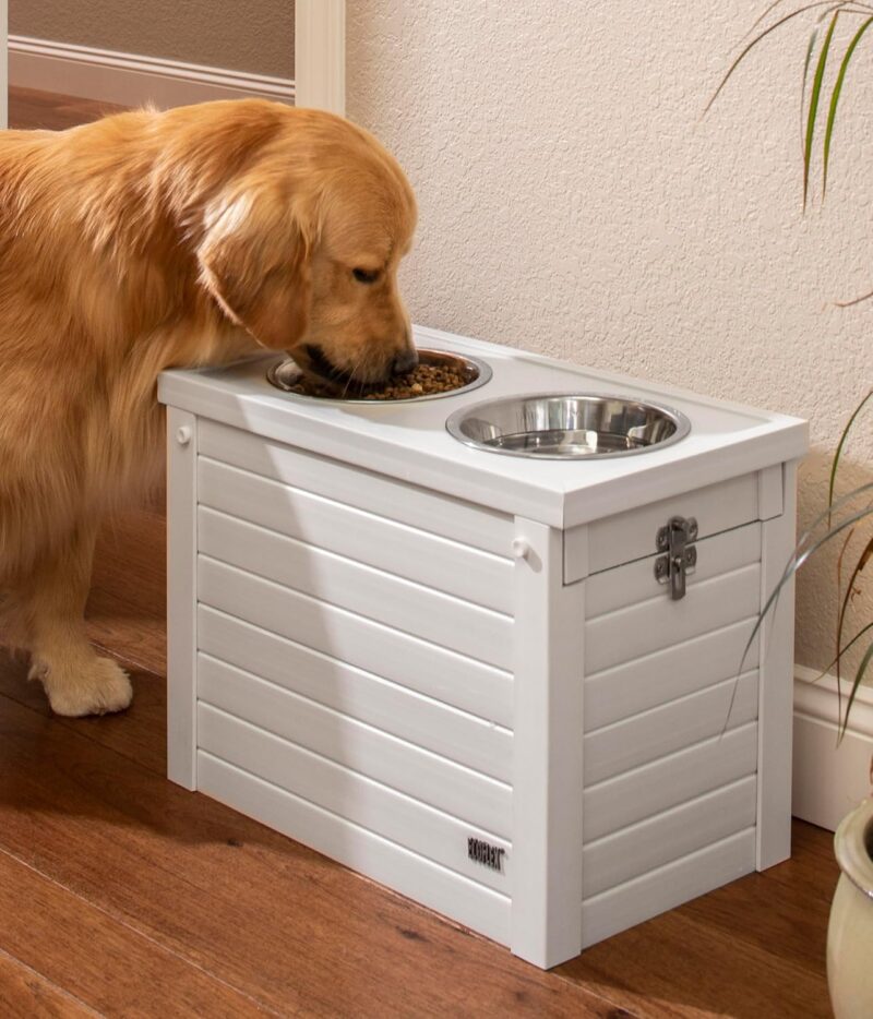 New Age Pet® ECOFLEX® Elevated Dog Feeder with 2 Stainless Steel Bowls and Sliding Lid Storage Bin - Image 5