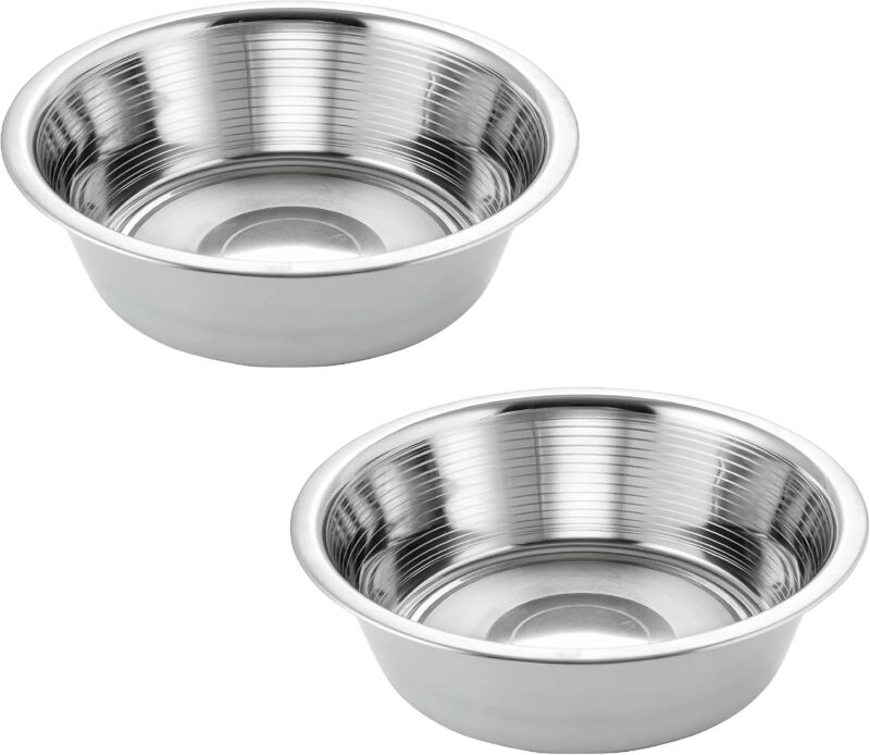 11 Cups Stainless Steel Dog Bowls, 10" Diameter, 3" Height, Double Pack, Dishwasher Safe