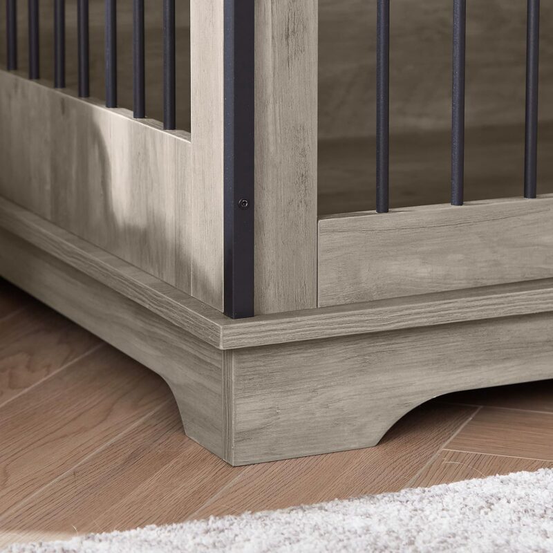Dog Crate Furniture with Sliding Barn Door, 35'' Wooden Kennel for Small Medium Dog, Rustic Style Decorative Cage Drawers and Storage Shelf, Easy Assembly (Rustic Gray) (W11625739-0) - Image 8