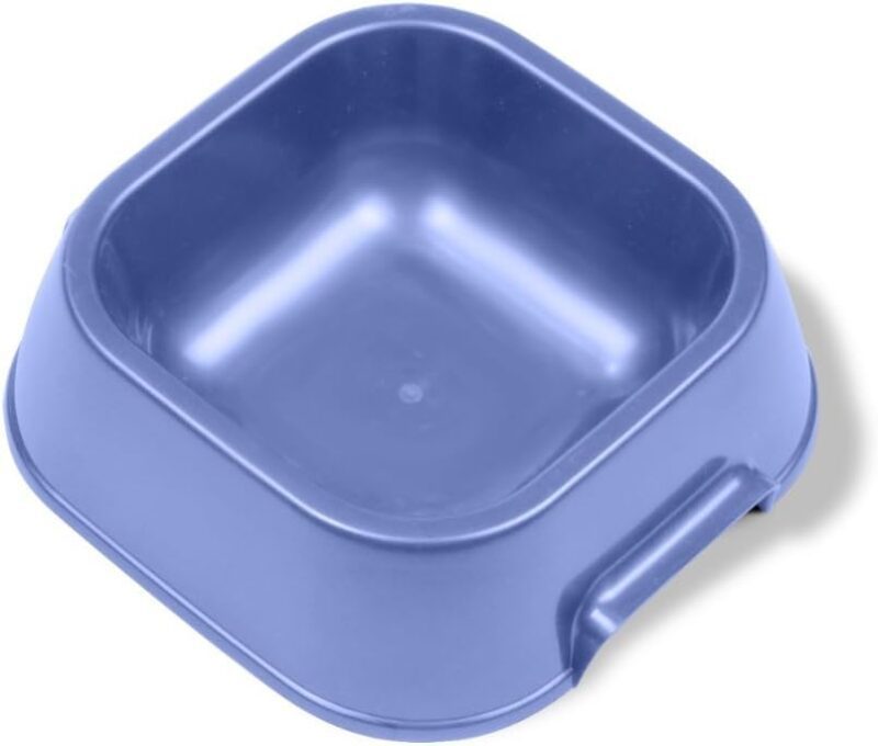 Van Ness Pet Food and Water Bowl, 16 oz Capacity Plastic Dish for Dogs and Cats, Wide No-Tip Base Prevents Spills,Blue