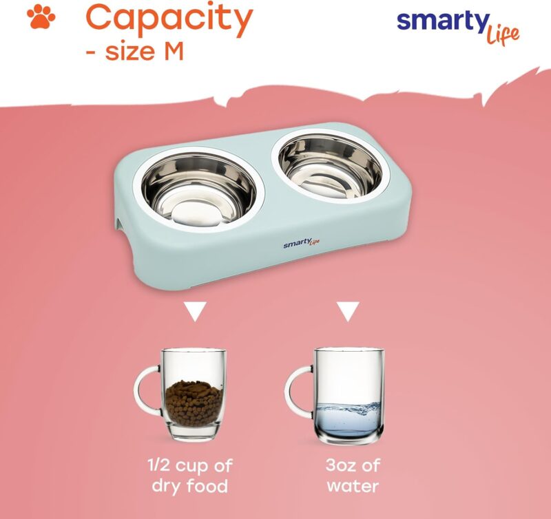 Raised Cat and Dog Feeding Bowls - Easy-to-Clean Stainless Steel Pet Feeding Bowl - Water and Food Feeder Bowls for Feeding Small Medium Large Dogs Cats Puppies - Pet Care Essentials - Image 3