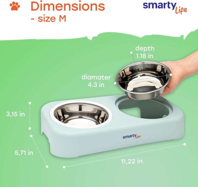 Raised Cat and Dog Feeding Bowls - Easy-to-Clean Stainless Steel Pet Feeding Bowl - Water and Food Feeder Bowls for Feeding Small Medium Large Dogs Cats Puppies - Pet Care Essentials - Image 4