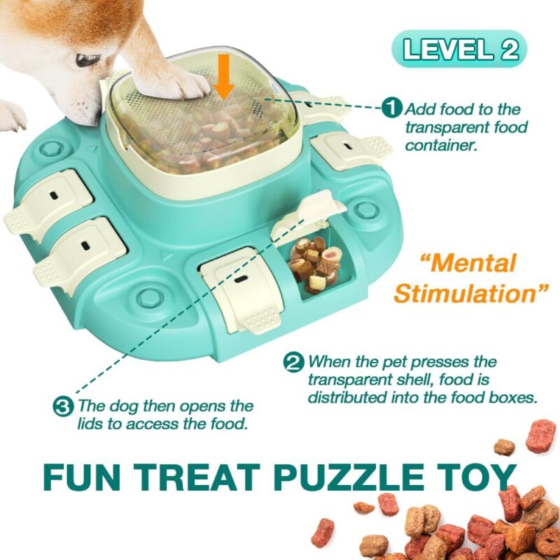 Dog Puzzle Toy, Dog Slow Feeder & Treat Dispensing Dog Toys, 2 Levels Puzzle Toys for Dogs, IQ Training/Brain Stimulation, Medium/Large Dogs (MKD-A) - Image 4