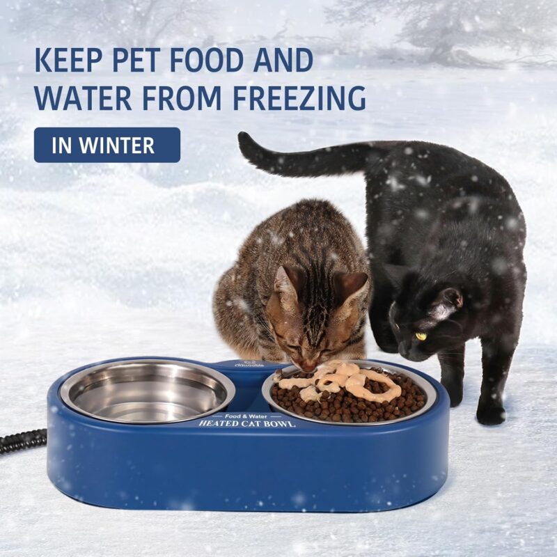 Heated Water Bowl for Outdoor Cats, 2 Thermal Stainless Steel Heated Cat Bowl for Outside, Ice Free & BPA Free Heated Pet Bowl for Small Animals Squirrel Rabbits Chickens Bird Bath in Winter - Image 4