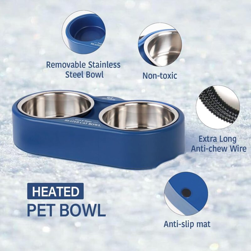 Heated Water Bowl for Outdoor Cats, 2 Thermal Stainless Steel Heated Cat Bowl for Outside, Ice Free & BPA Free Heated Pet Bowl for Small Animals Squirrel Rabbits Chickens Bird Bath in Winter - Image 3