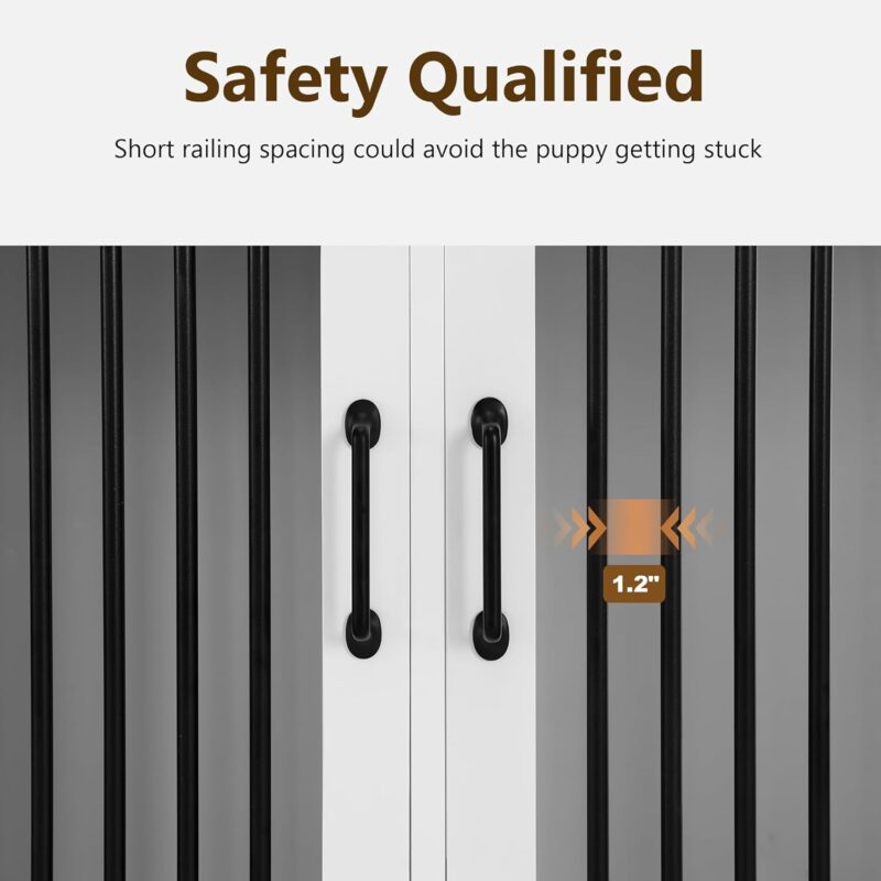 MCombo Wooden Dog Crate Furniture, Dog Kennel Pet House with 3 Drawers & 3 Lockable Doors, 3 Rooms & Removable Dividers, Pet Crate Table for Small/Medium/Large Dogs V974 - Image 6