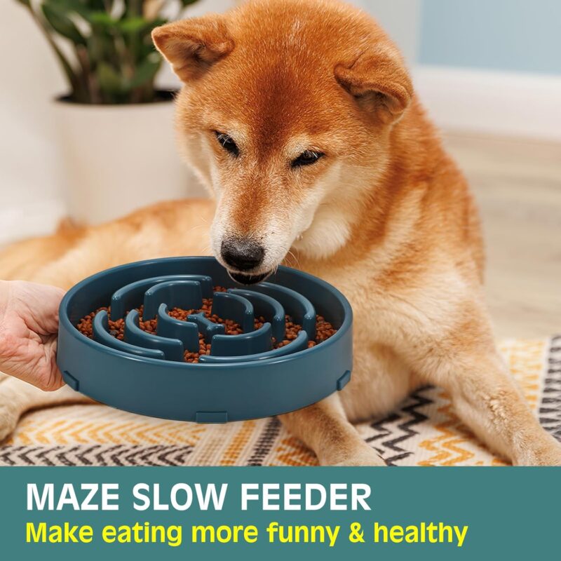 WHIPPY Large Slow Feeder Dog Bowls for Large Medium Dogs Anti-Chocking Slow Feeding Maze Dog Food Bowl Slow Eating Interactive Bloat Stop Puzzle Bowl,Blue - Image 2