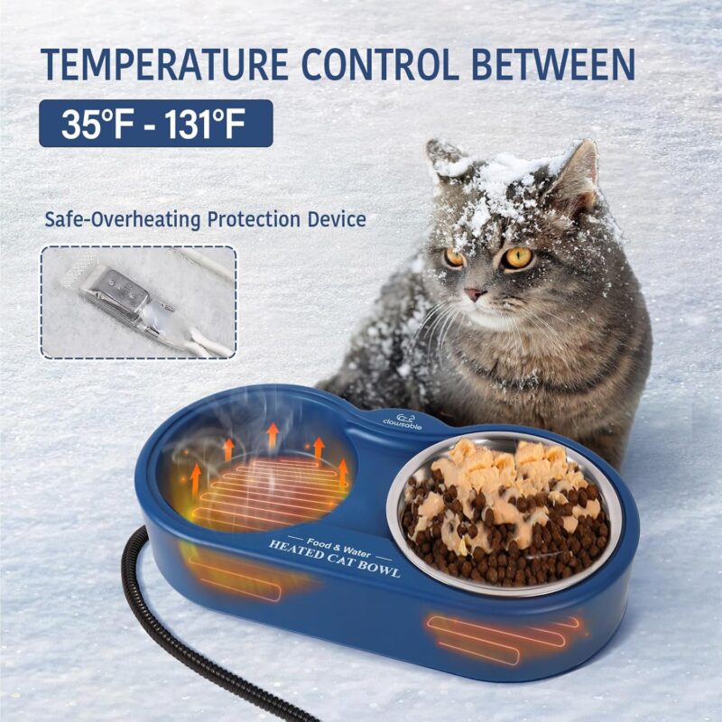 Heated Water Bowl for Outdoor Cats, 2 Thermal Stainless Steel Heated Cat Bowl for Outside, Ice Free & BPA Free Heated Pet Bowl for Small Animals Squirrel Rabbits Chickens Bird Bath in Winter - Image 2