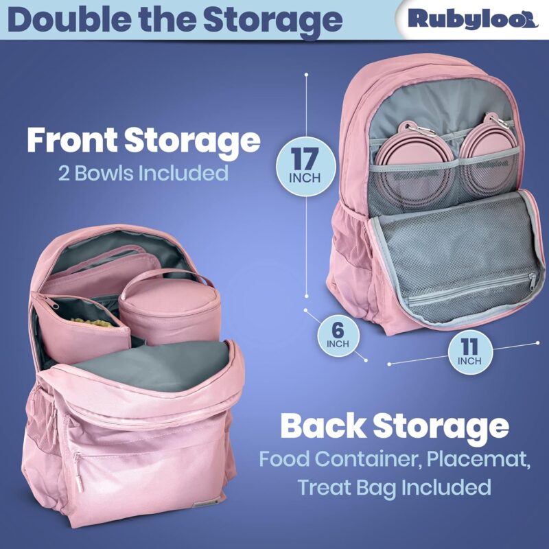 The Original Doggy Bag™ Backpack by Rubyloo - Dog Travel Bag Backpack for Dog Supplies with 2 Travel Dog Bowls, Treat Bag, Food Container, Placemat & Laptop Sleeve - Dog Diaper Bag for Dog Moms - Image 5