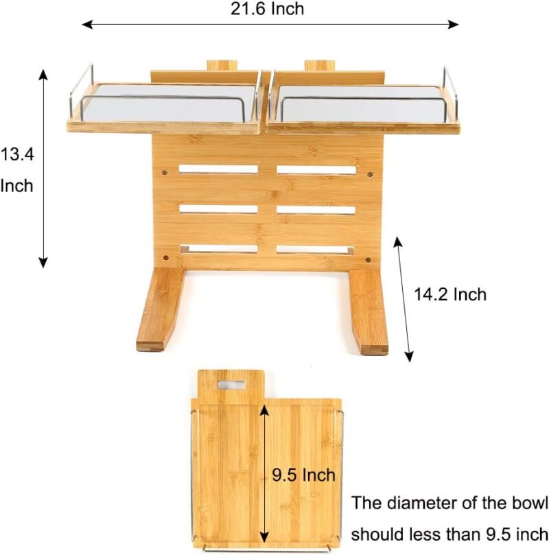 FOREYY Adjustable Raised Dog Bowls,Bamboo Elevated Feeder Stand with Non-Skid Feet for Food and Water,5 Level Wooden Pet Dining Table Comfort Feeding Station for Medium Large Big Dogs - Image 6