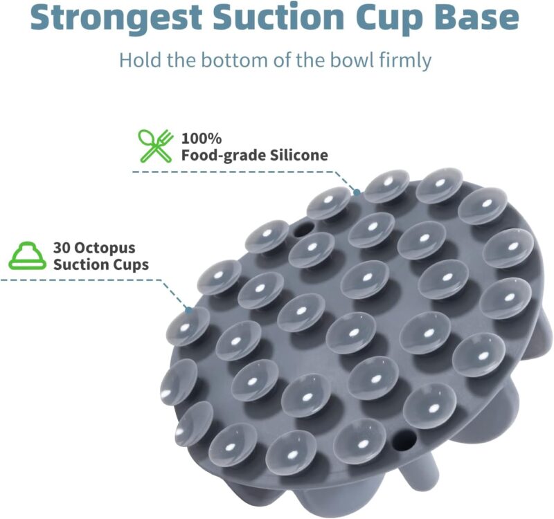 Jaoul Slow Feeder Dog Bowls Insert, Puzzle Slow Feeder with Octopus Suction Cups for Small Medium Large Size Dog Bowls (Medium(4.72 inch), Grey) - Image 3