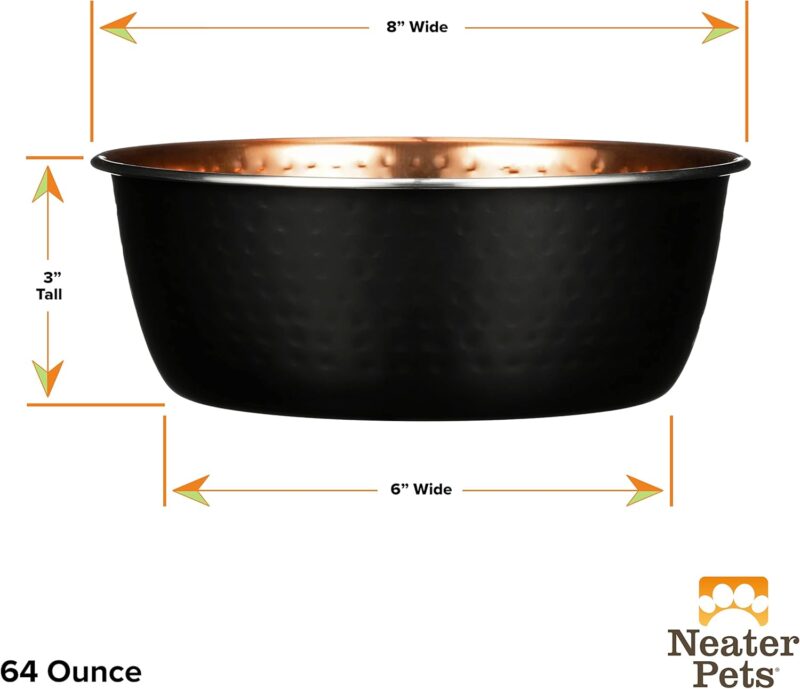 Neater Pet Brands Hammered Decorative Designer Bowls - Luxury Style Premium Dog and Cat Dishes (Large, Black Copper) - Image 5