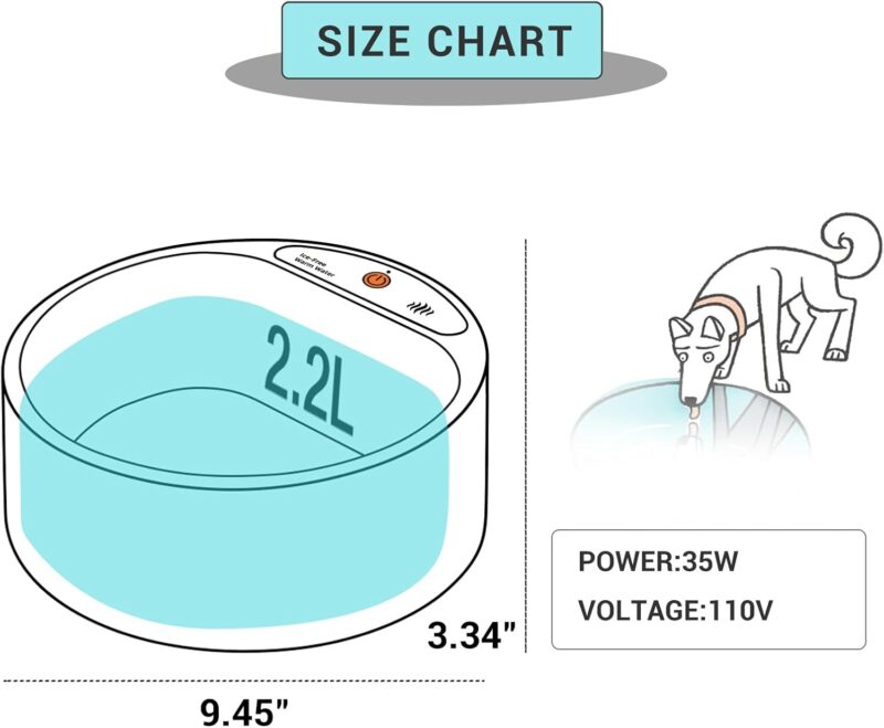 PETLESO Heated Water Bowl for Dog, Heated Dog Bowl for Cats Birds Chicken Water Heater, Outdoor Dog Bowl Provides Drinkable Water in Frozon Winter, 0.58 Gallon - Image 4