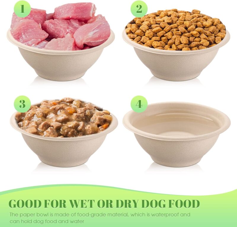 200 Pcs Disposable Pet Bowls Dog Food Bowls Travel Cat Bowls Bulk for Small Dogs Puppy Cat Food Dish Safe Paper Bowls 8 oz Container for Outdoor Small Animal Feeding and Watering Supplies - Image 4