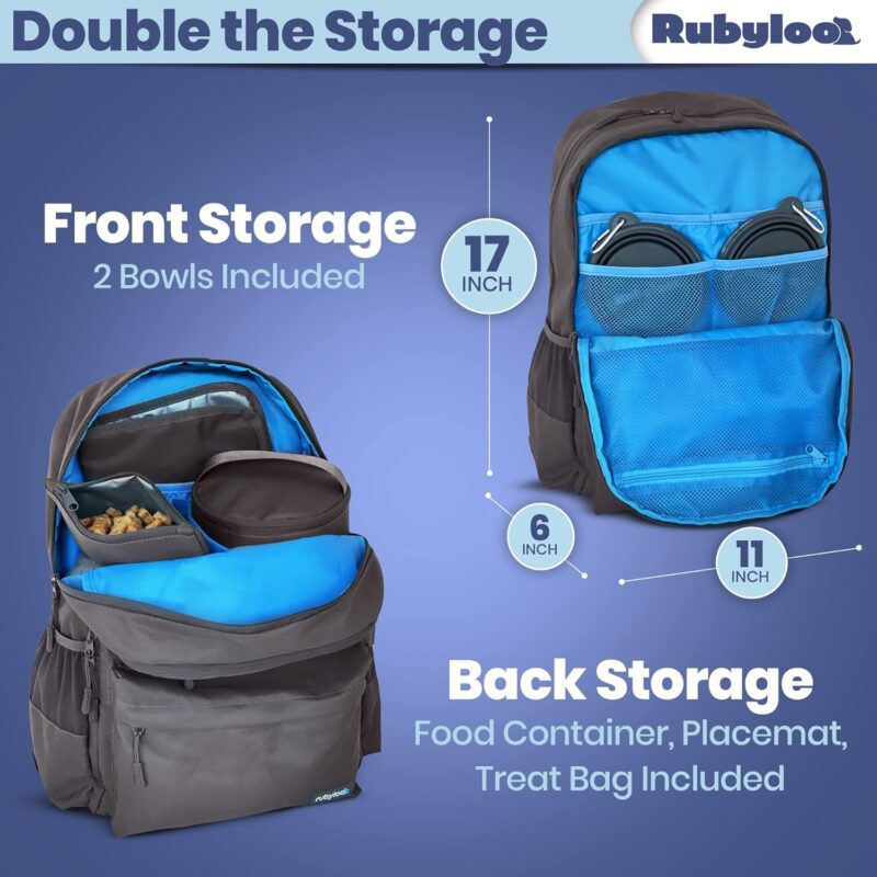 The Original Doggy Bag Backpack – Backpack for Dog Supplies - Ideal Gift for Dog Owners, Dog Parents, Dog Moms & Dads - Laptop Sleeve, 2 BPA-Free Dog Bowls, Food Bag, Placemat, Treat Bag - Image 6