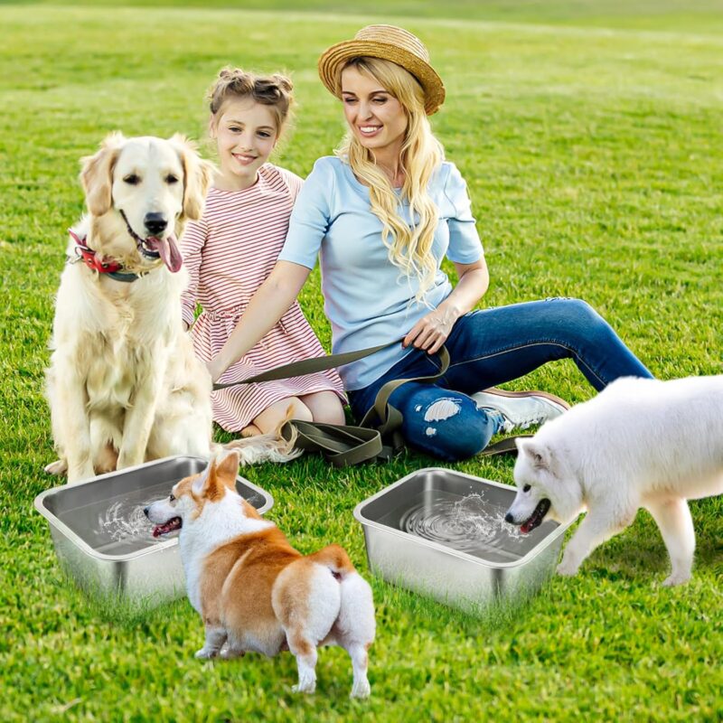 2 Pcs 3 Gallons Extra Large Dog Water Bowl, Durable Reusable Stainless Steel Dog Bowl, High Capacity Water and Food Bowl for Household with Multiple Large Dogs Indoor Outdoor - Image 7