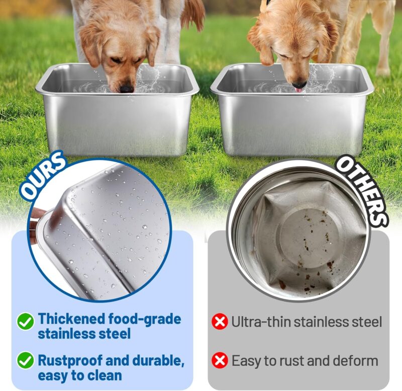 2 Pcs 3 Gallons Extra Large Dog Water Bowl, Durable Reusable Stainless Steel Dog Bowl, High Capacity Water and Food Bowl for Household with Multiple Large Dogs Indoor Outdoor - Image 2