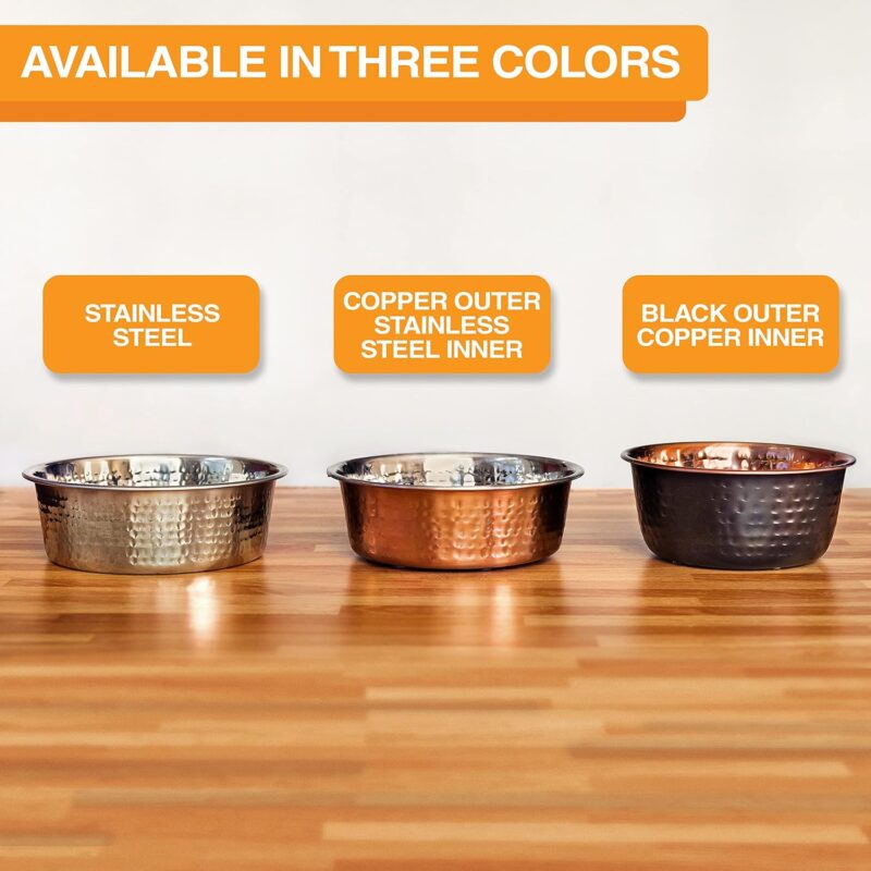 Neater Pet Brands Hammered Decorative Designer Bowls - Luxury Style Premium Dog and Cat Dishes (Large, Black Copper) - Image 6