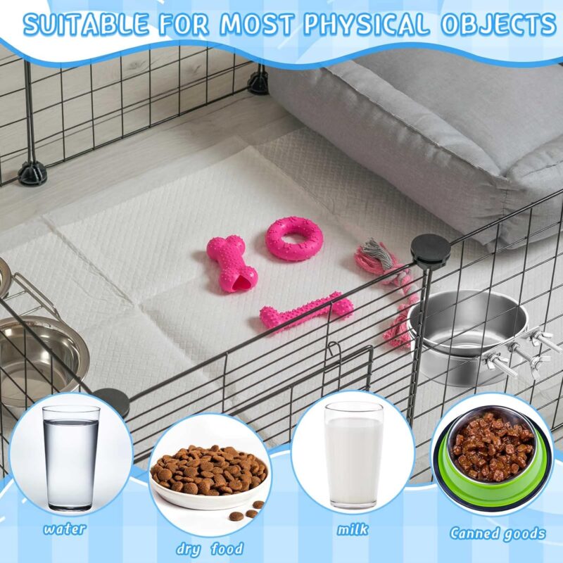 8 Pcs Dog Crate Water Bowl Stainless Steel Kennel Bowls Bulk Hanging Cage Dog Bowls with Clamp Holder Non Spill Pet Food Bowl Metal Feeder for Cat Dog Bird (4.72 x 1.97 Inch) - Image 4