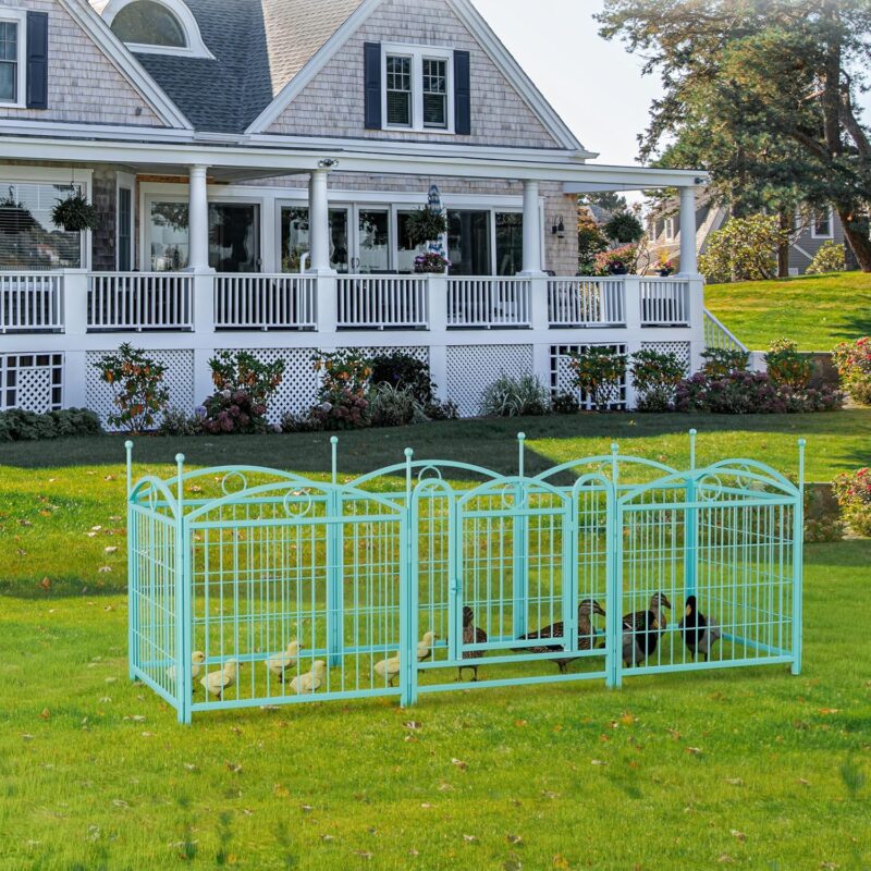 Heavy-Duty Foldable Dog Playpen: Spacious, Rust-Resistant, DIY Shapes for Indoor & Outdoor Use.Dog Playpen Indoor 24 inch 8 Panels Metal Dog Pen Pet Dog Fence Outdoor Exercise Pen (Blue) - Image 4