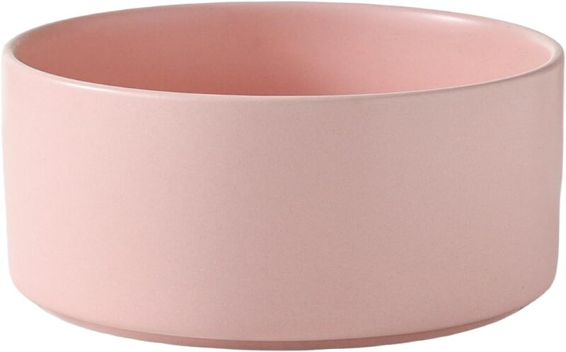 6'' Ceramic Dog Bowl - 30Oz Classic Dog Food Bowl Water Bowl for Small and Medium Dogs, Heavy Duty Non-Slip Dog Dish, Food Grade Stoneware Pet Bowl, Dishwasher & Microwave Safe, Pink