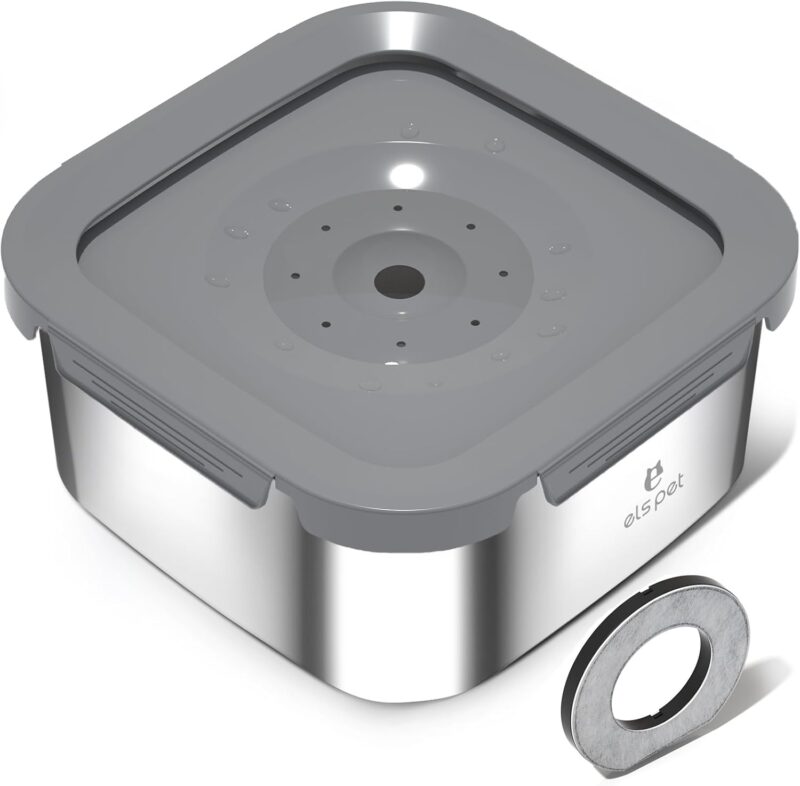 ELS PET Dog Water Bowl: 140OZ/4L Stainless Steel Dog Bowl No Spill Large Capacity Dog Food Water Bowl Slow Water Feeder, Spill Proof Pet Water Dispenser Vehicle Carried Travel Water Bowl