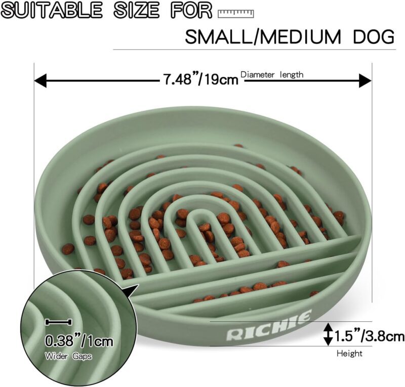 RICHIE Slow Feeder Dog Bowls with Suction Cups, Silicone Puzzle Bowl for Slow Eating, Pets Slow Feeder Non-Slip Design Dishwasher Microwave Safe for Small Medium Dogs, Green - Image 2