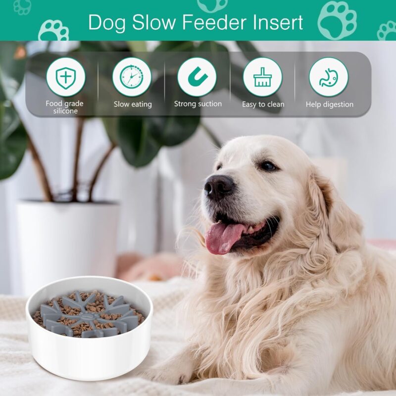 ORIA Slow Feeder Dog Bowls Insert, Puzzle Feeder Insert for Dog, Soft Silicone Slow Eating Puppy Food Bowl, Washable Slow Eating Dog Bowl with Suction Cups, M - Image 9