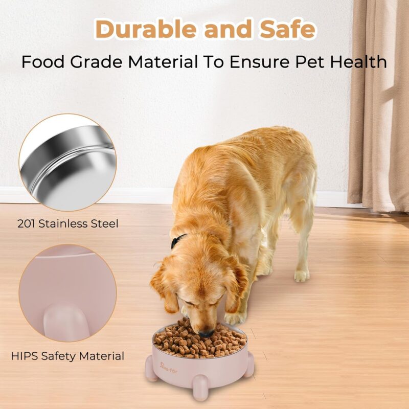 Dog Bowl, Stainless Steel Dog Bowl,Dog Cat Food Water Bowl, Tetrapod Nonslip Rubber Bottom Design,201Stainless Steel Material,Prevent Feline Acne in Cats (24OZ, Pink, Tetrapod) - Image 4