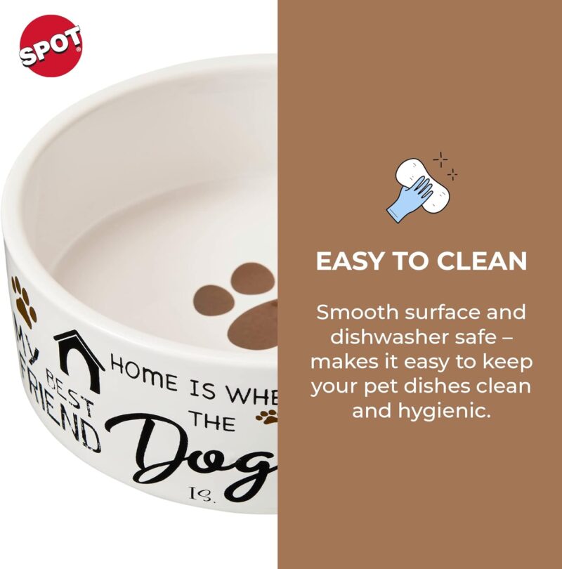 SPOT I Love Dogs Dish -Round Ceramic Food/Water Bowl with High Walls for Pets, Dishwasher Safe, Ideal for Small Dogs, Cats, Reptiles, Large Birds, 5in, 1.75 Cup (14oz) - Image 3