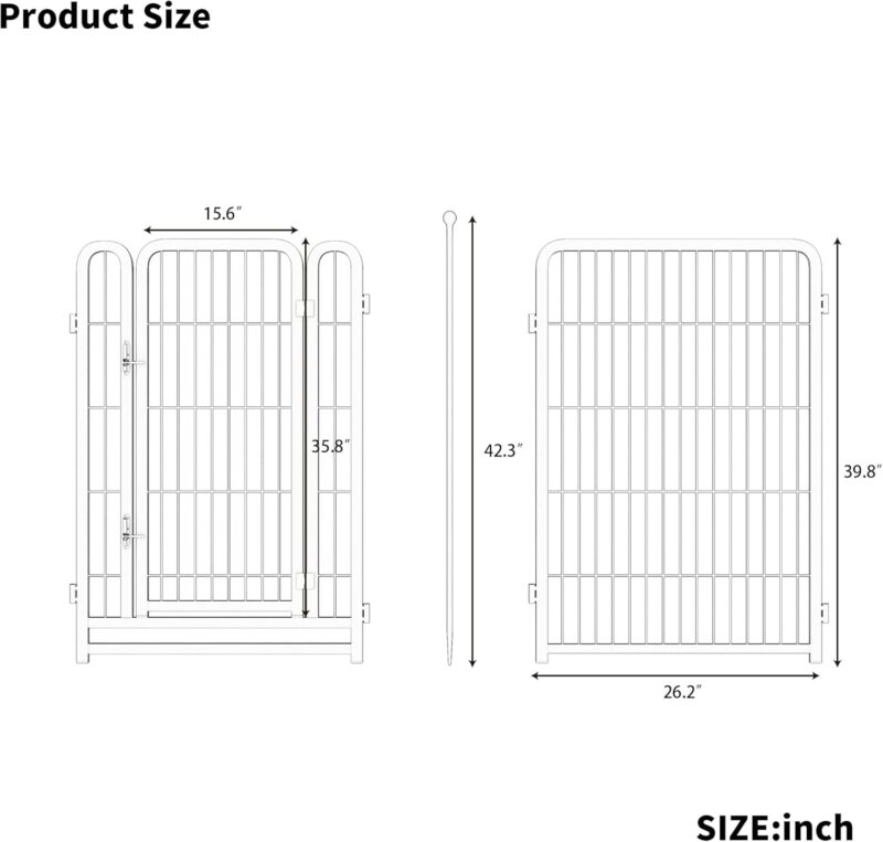 Heavy-Duty Foldable Dog Playpen - 8 Panels, 40" Height, DIY Shapes, Anti-Rust & Stable for Indoor/Outdoor Use.Dog Playpen 8 Panels 40" Height Heavy Duty Dog Fence Puppy Pen - Image 6