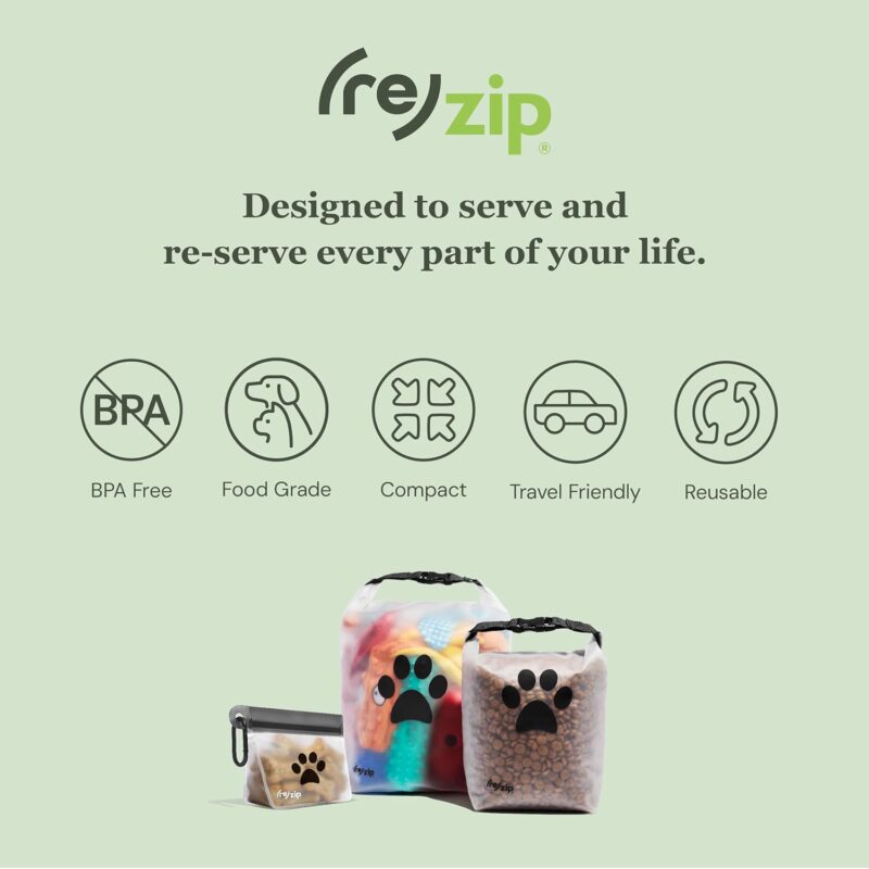 rezip Clip N' Go Pet Bowl 2-Pack | Collapsible Portable Dog Food Storage Bag and Feeding/Water Bowl | BPA-Free, Food Grade, Leakproof | Reusable, Machine Washable (Clear) - Image 4