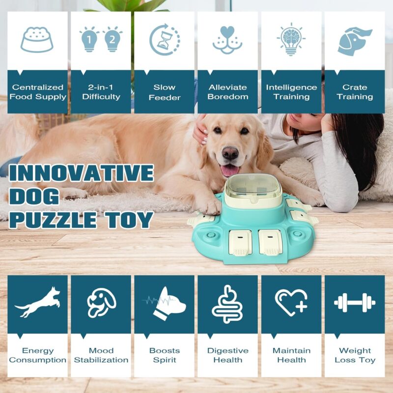 Pet Deluxe Dog Puzzle Toy 2 Levels, Dog Treats Food Puzzles Feeder for Slow Down Eating, IQ Training Anxiety Relief Mental Enrichment, Interactive Feed Game Toy for All Breed Dogs - Image 5